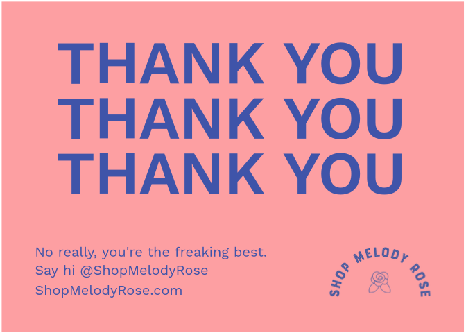 Shop Melody Rose Logo, Business Card, Thank You Postcard, Ad, & Social Media Posts